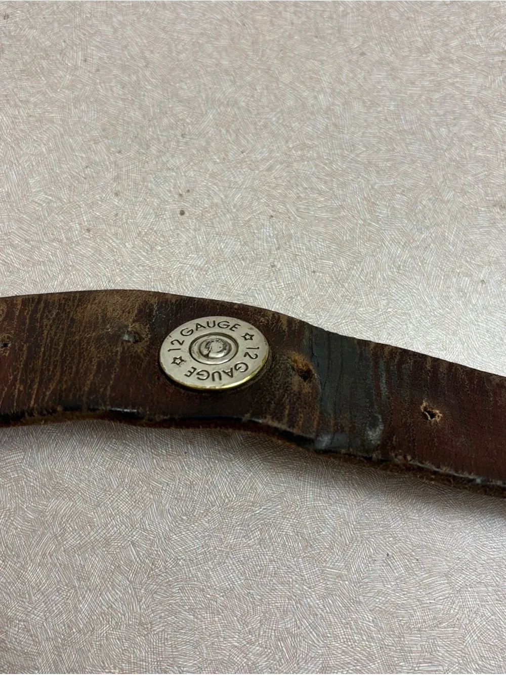 Remington 12 Gauge Shotgun Shell Genuine Leather Brown Belt 1.25 Wide Size 54